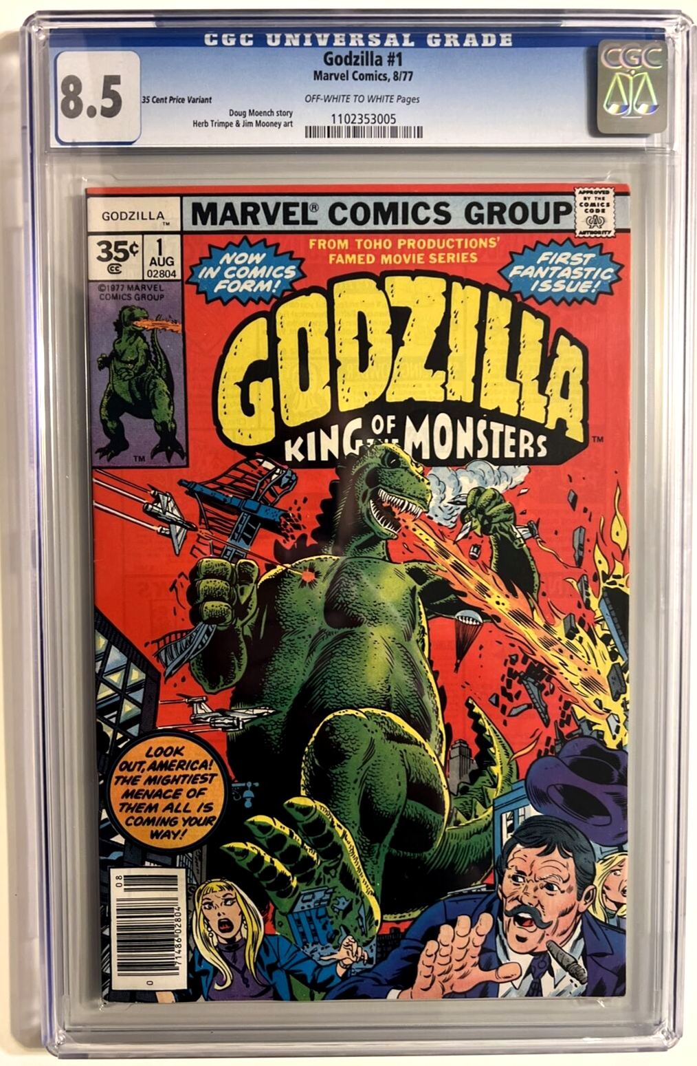GODZILLA #1 CGC 8.5 35 CENT VARIANT EDITION MARVEL COMICS 1977
