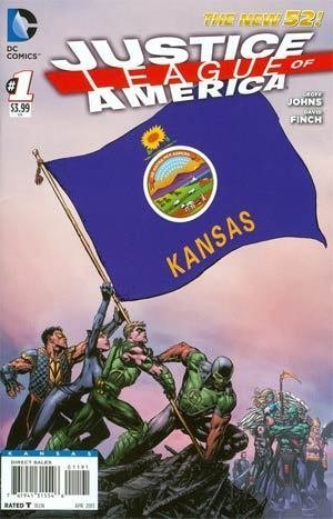 JUSTICE LEAGUE OF AMERICA #1 KANSAS FLAG VARIANT COVER GEOFF JOHNS NM 1ST PRINT