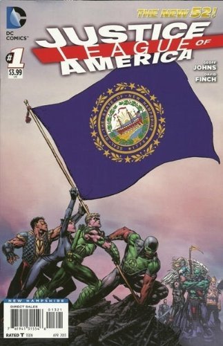 JUSTICE LEAGUE OF AMERICA #1 NEW HAMPSHIRE FLAG VARIANT COVER GEOF NM 1ST PRINT