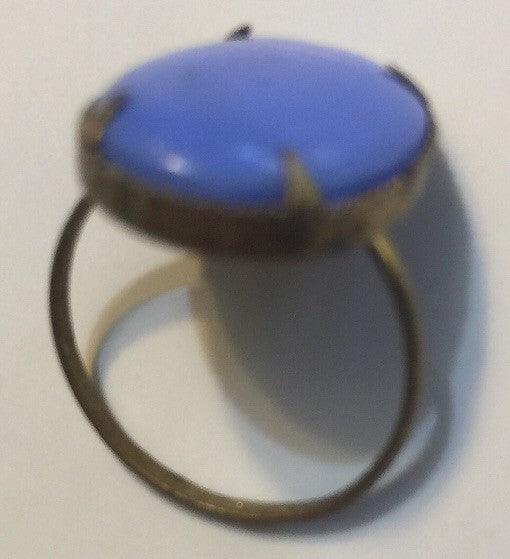 VINTAGE BRASS RING MADE IN CZECHOSLOVAKIA LIGHT PURPLE 15MM