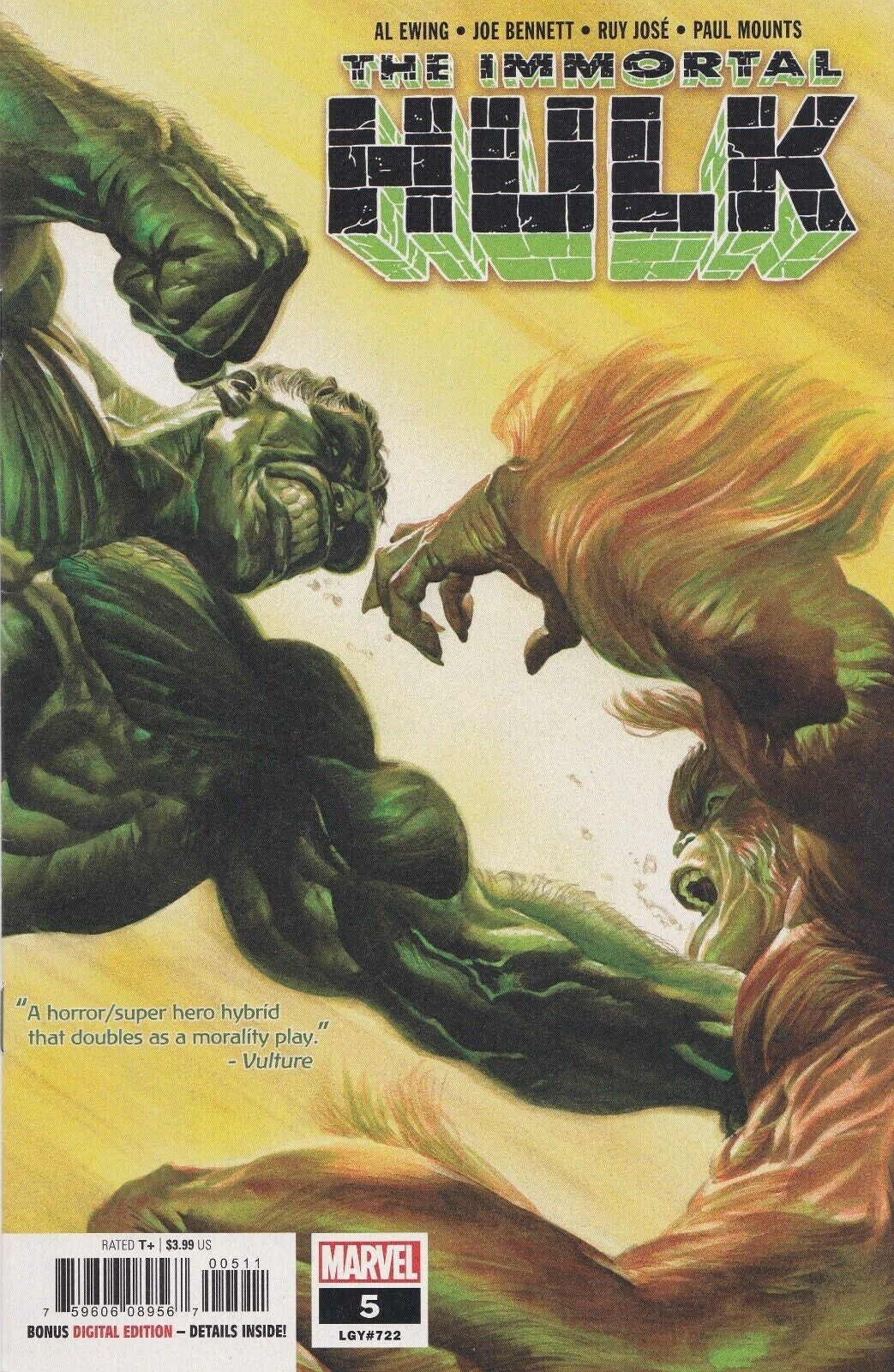 IMMORTAL HULK ISSUE #5 MARVEL COMICS 1ST PRINT ALEX ROSS NM 2019 VS SASQUATCH