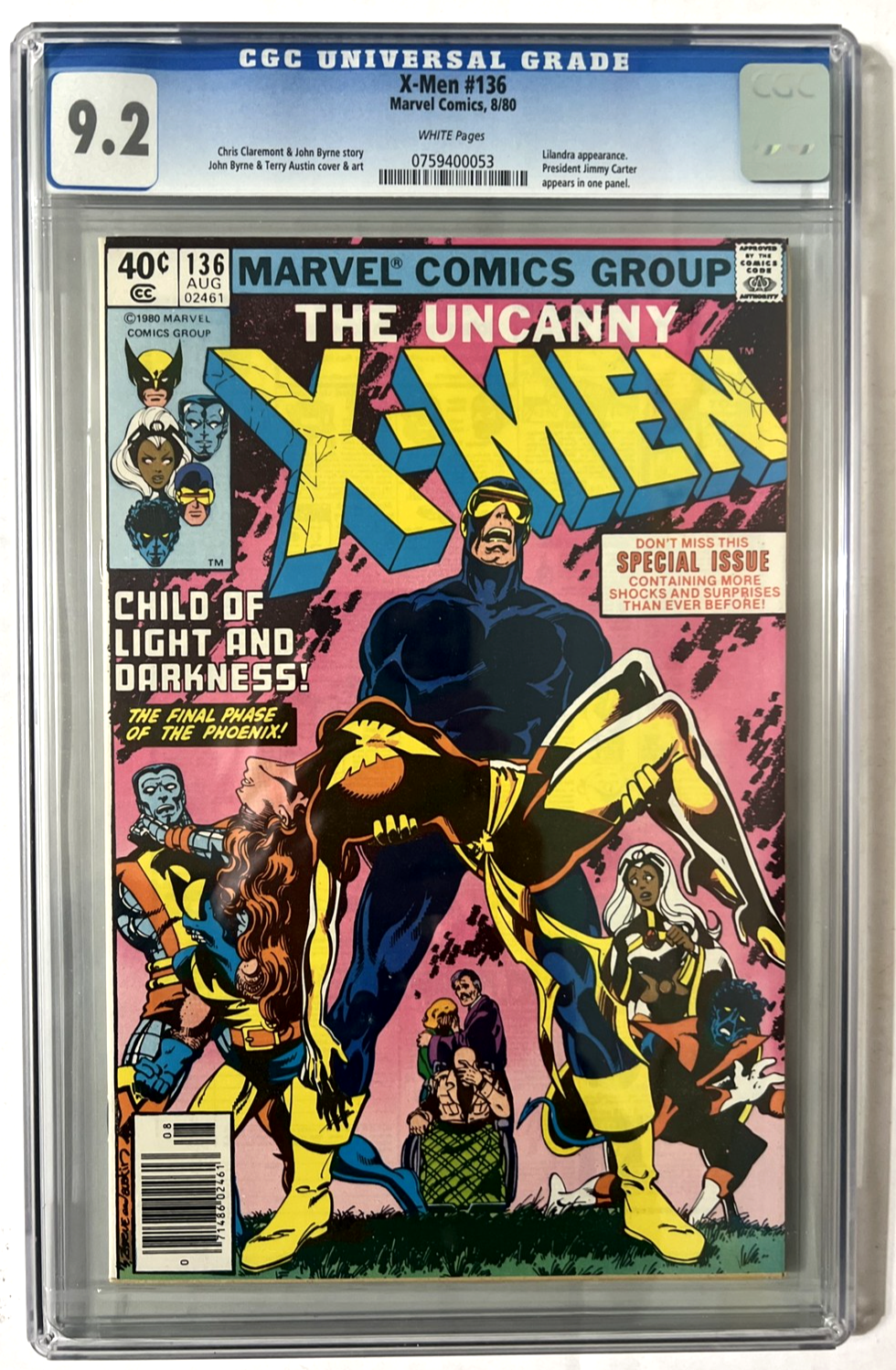 UNCANNY X-MEN #136 CGC 9.2 BYRNE AUSTIN NEWSSTAND VAR MARVEL 1980 WHITE PAGES