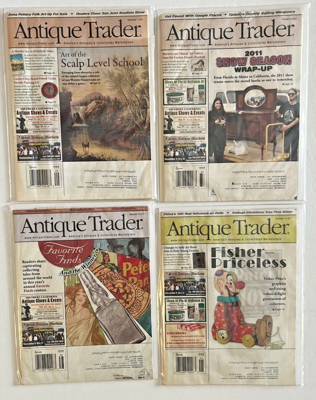 FOUR ISSUES ANTIQUE TRADER MAGAZINE 2011