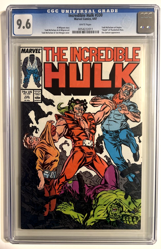 INCREDIBLE HULK #330 CGC 9.6 1st TODD McFARLANE 1987 COPPER AGE WHITE PAGES