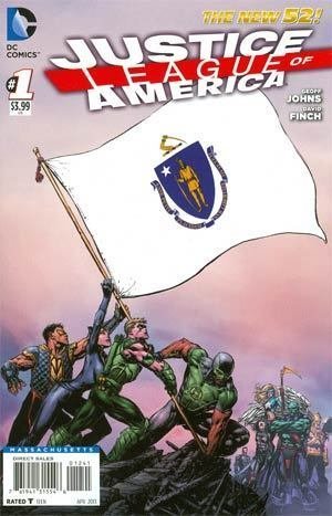 JUSTICE LEAGUE OF AMERICA #1 MASSACHUSETTS FLAG VARIANT COVER GEOF NM 1ST PRINT