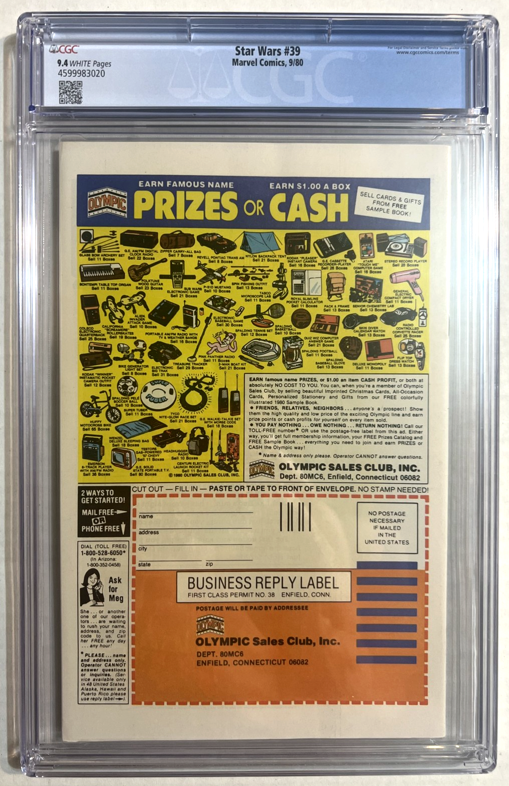 STAR WARS #39 CGC 9.4 MARVEL COMICS EMPIRE STRIKES BACK PART 1 1980 WHITE PAGES