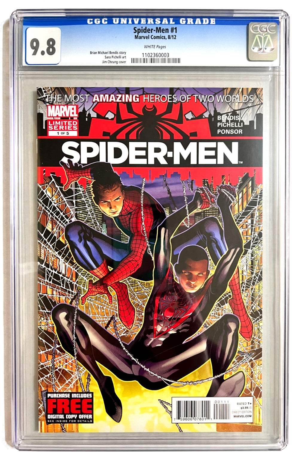 SPIDER-MEN #1 CGC 9.8 MARVEL 2012 1st MEETEING PETER PARKER and MILES MORALES