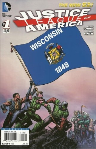JUSTICE LEAGUE OF AMERICA #1 WISCONSIN FLAG VARIANT COVER GEOFF JO NM 1ST PRINT
