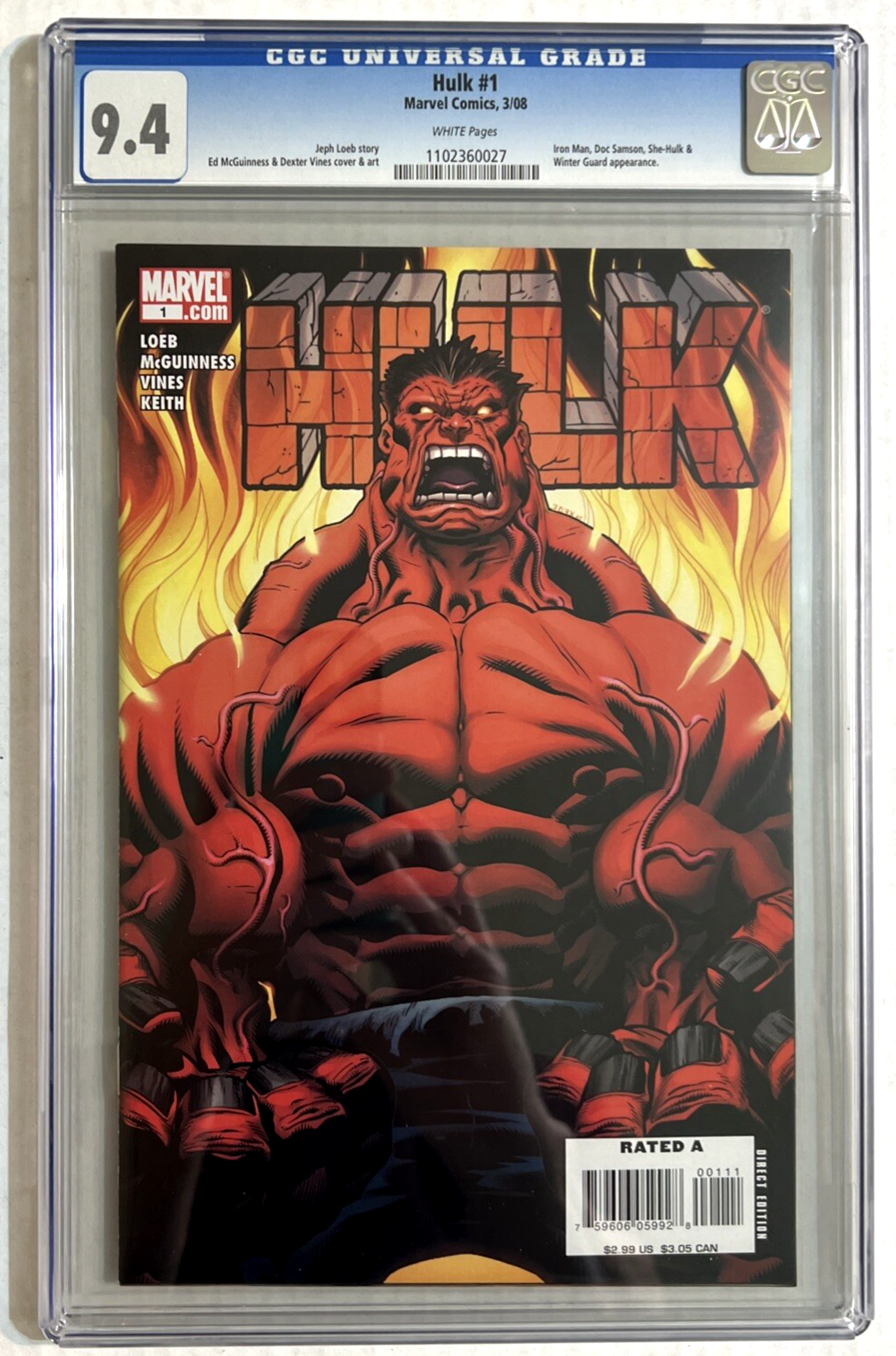 HULK #1 CGC 9.4 MARVEL COMICS 2008 MAIN COVER 1st APP RED HULK