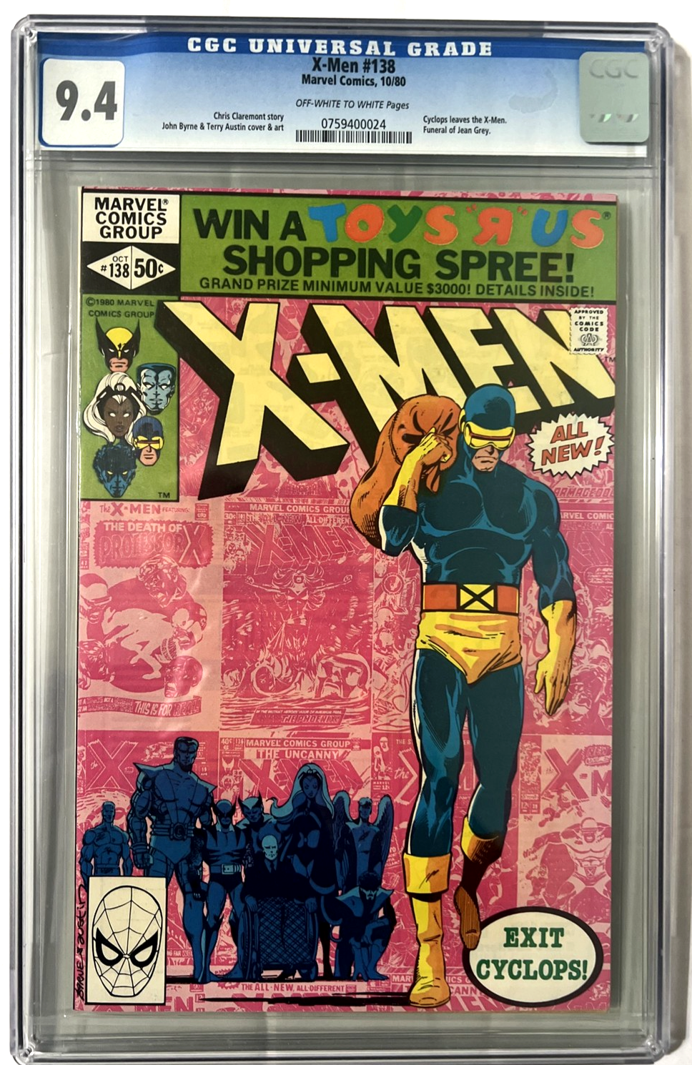 X-Men #138 CGC 9.4 Cyclops Leaves Claremont Byrne Austin Marvel Comics 1980