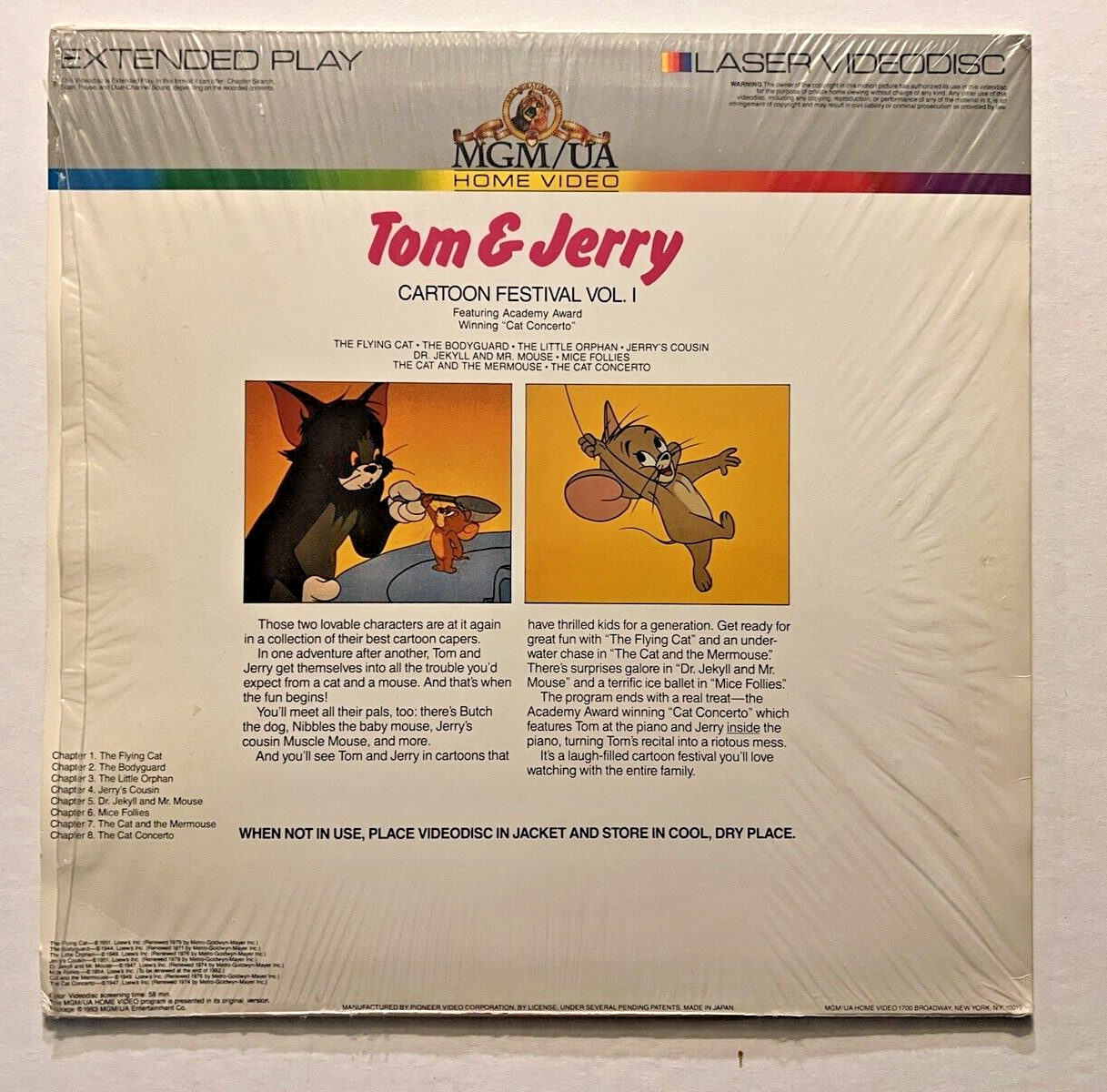 TOM and JERRY CARTOON FESTIVAL VOL 1 and 2 LASERDISC LD MGM EXCELLENT COND. RARE