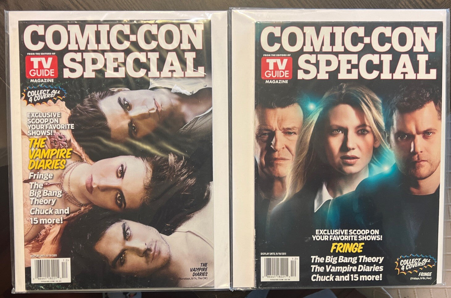 TV Guide X2 SDCC 2011 Exclusive Covers FRINGE and VAMPIRE DIARIES