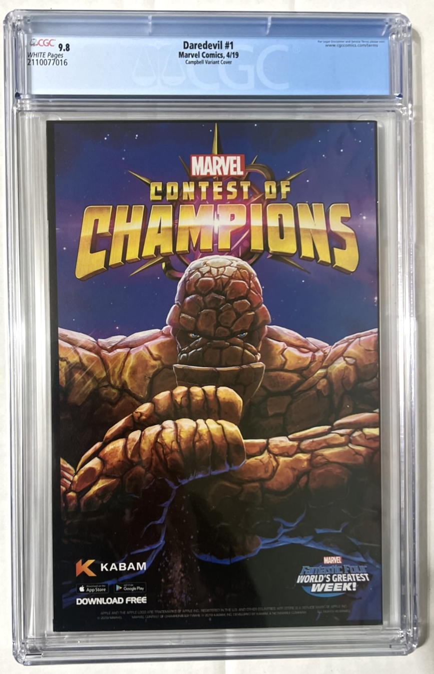 DAREDEVIL #1 CGC 9.8 MARVEL 2019 1:50 CAMPBELL VARIANT COVER CHIP ZDARSKEY