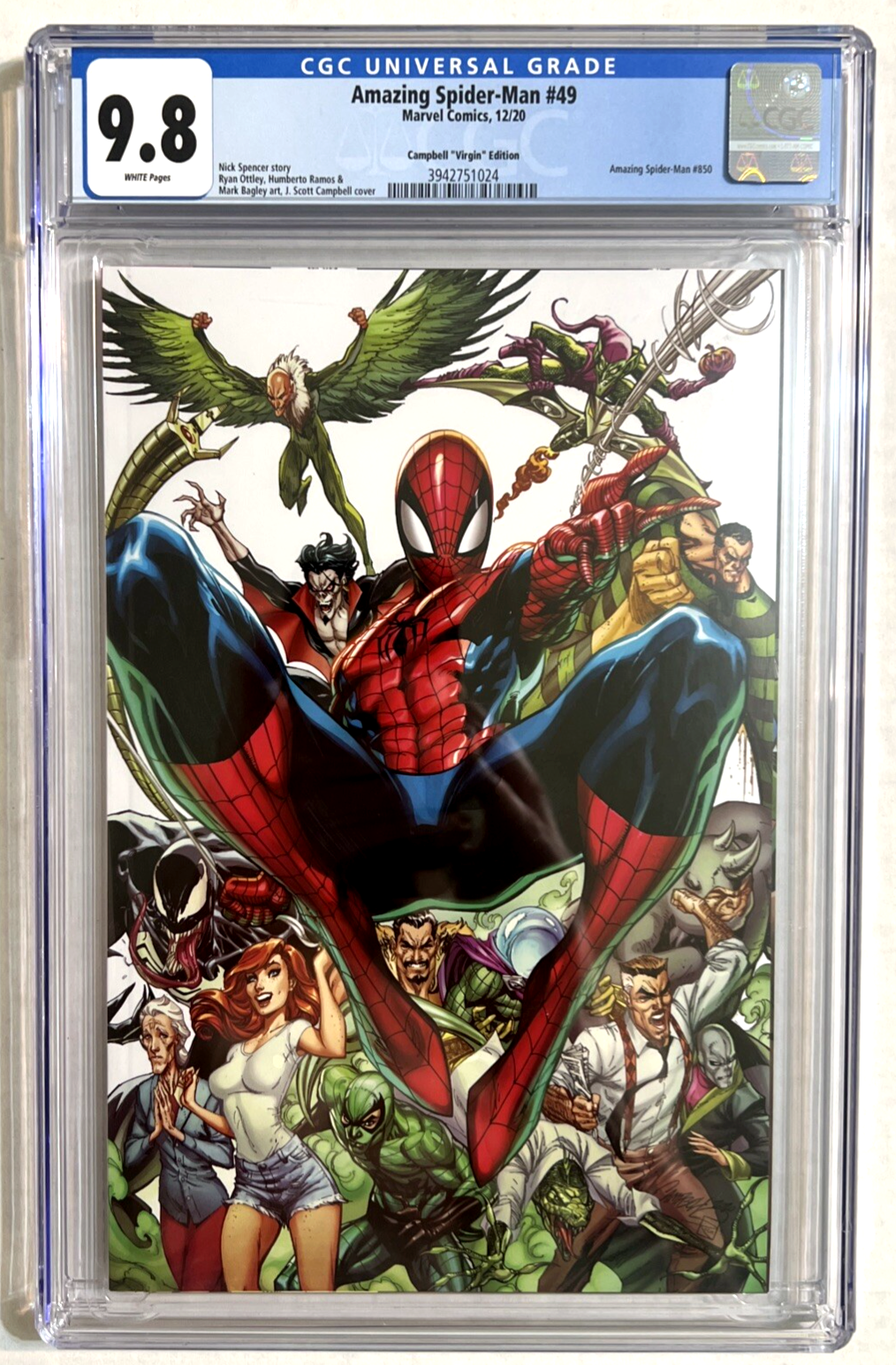 AMAZING SPIDER-MAN #49 CGC 9.8 2020 MARVEL COMICS CAMPBELL 1:500 VIRGIN VARIANT