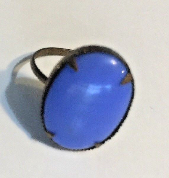 VINTAGE BRASS RING MADE IN CZECHOSLOVAKIA LIGHT PURPLE 15MM