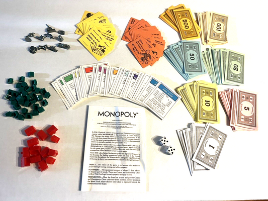 Monopoly Board Game Replacement Paper Money Playing Pieces Deeds Houses Hotels