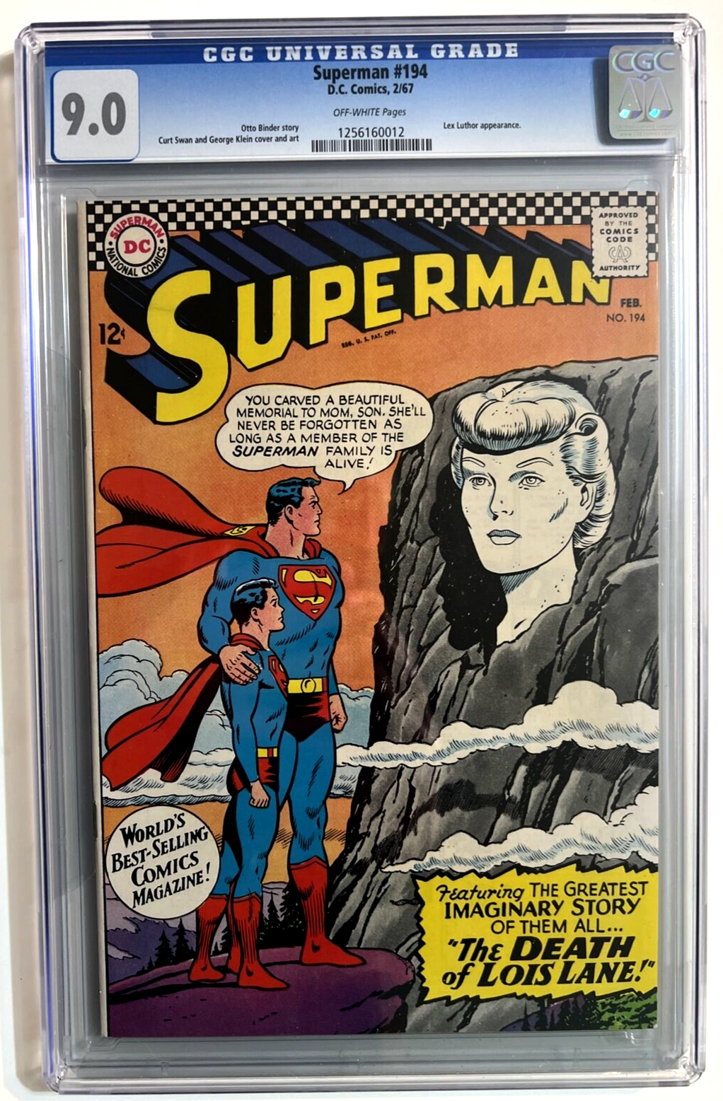 SUPERMAN #194 CGC 9.0 DEATH LOIS LANE DC COMICS 1967 SILVER AGE