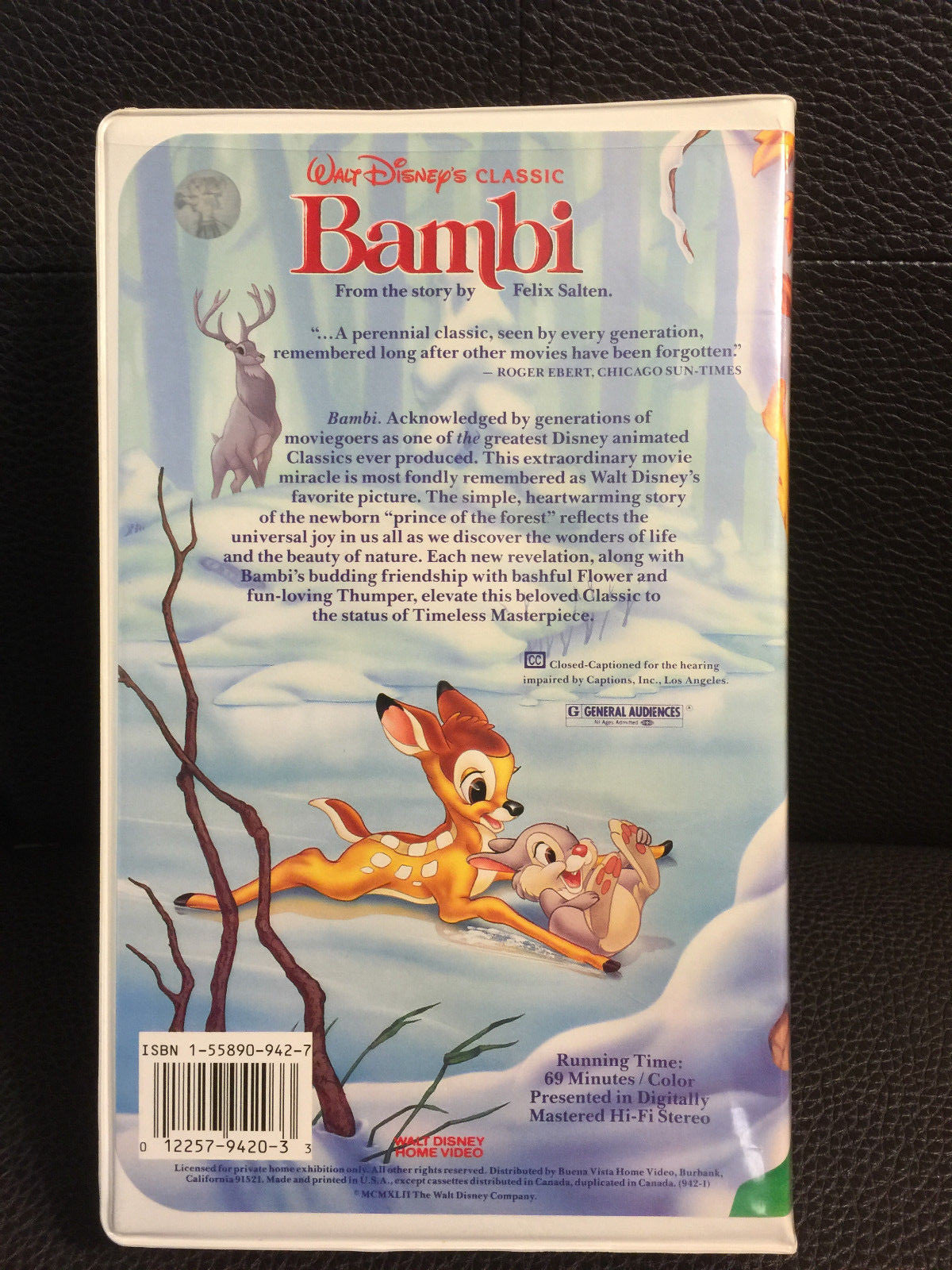 Walt Disney Black Diamond Classic Bambi VHS 1989 Vintage Stock #942