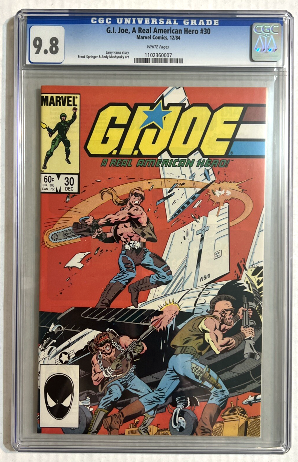 G.I. JOE A REAL AMERICAN HERO #30 CGC 9.8 MARVEL 1984 WHITE PAGES