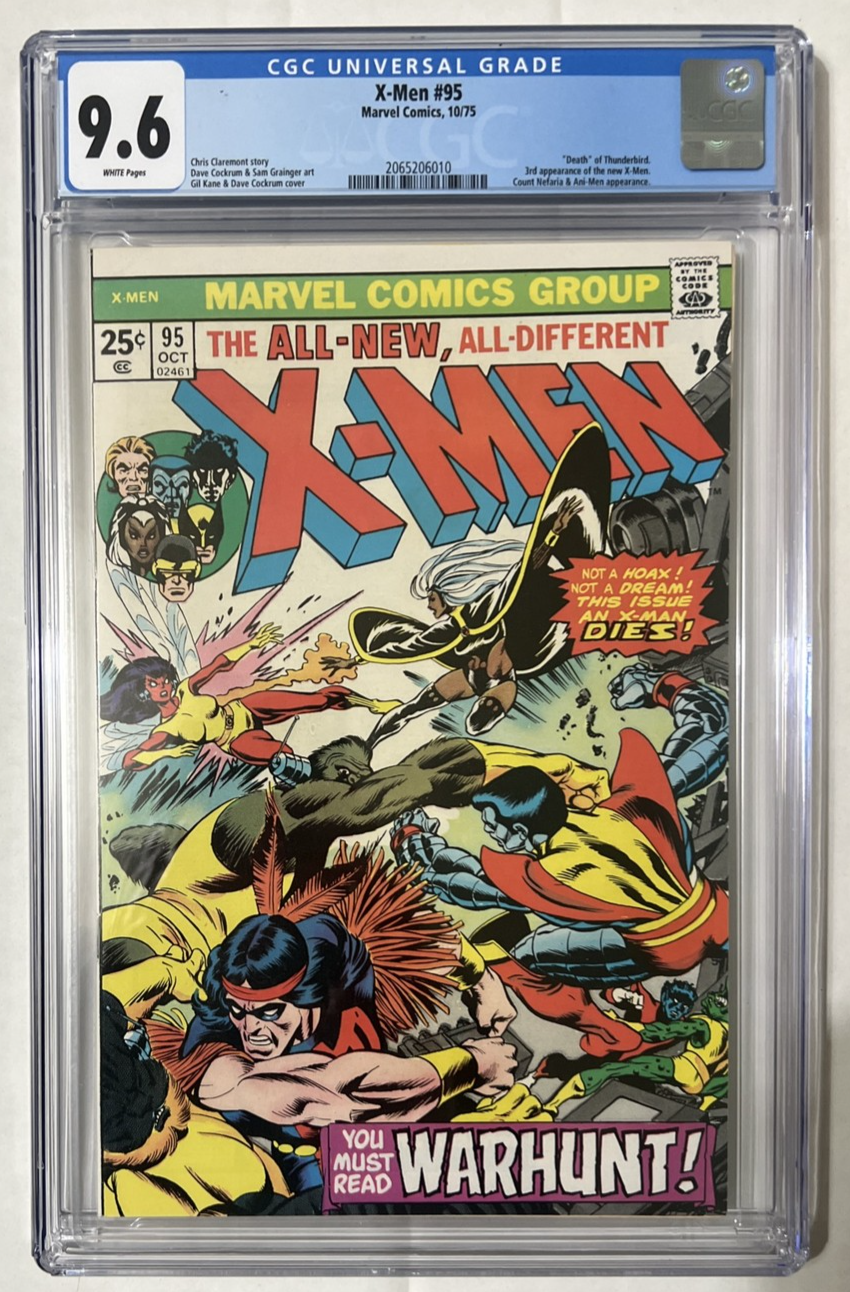 X-Men #95 CGC 9.6 Death of Thunderbird 3rd Appearance of New X-Men White Pages
