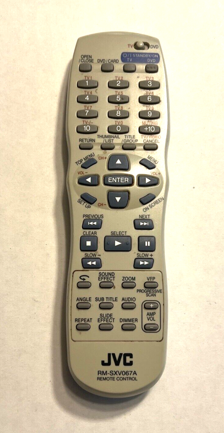 JVC RM-SXV067A TV & DVD Player Remote Control Gray for XVNP10SL XVNP10S OEM