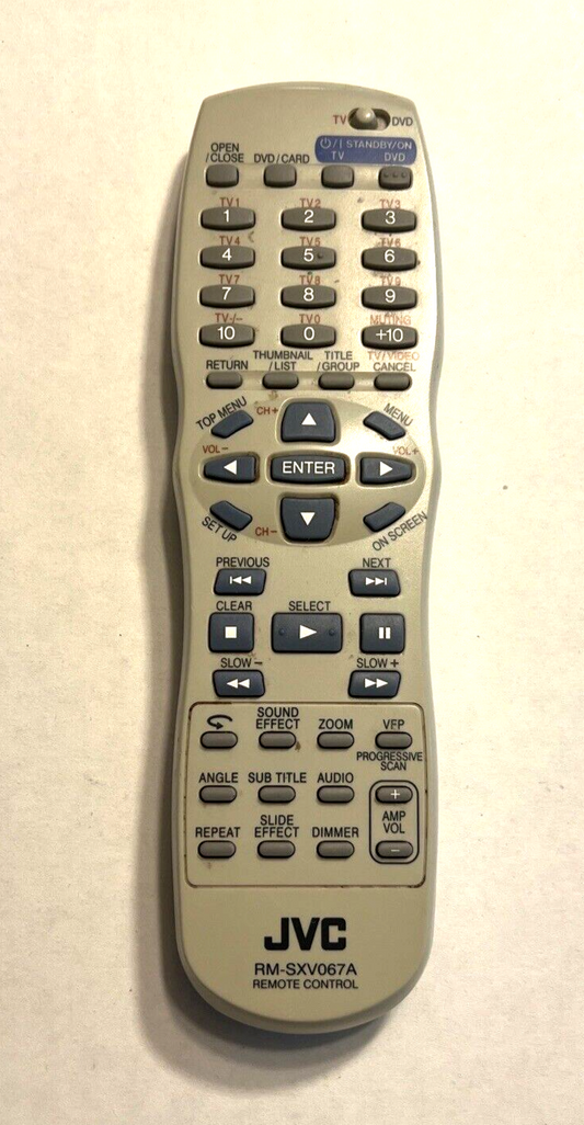 JVC RM-SXV067A TV & DVD Player Remote Control Gray for XVNP10SL XVNP10S OEM