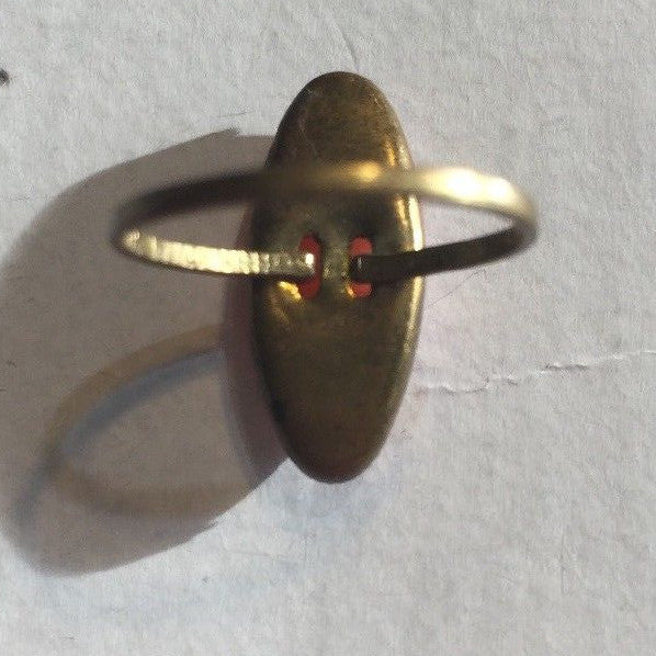 VINTAGE BRASS RING MADE IN CZECHOSLOVAKIA PINK OVAL 15MM