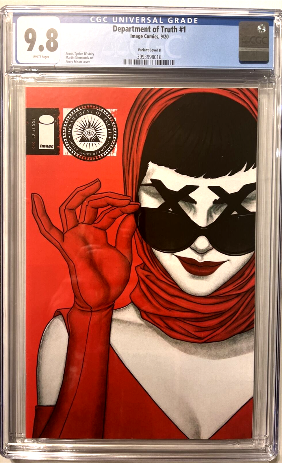 DEPARTMENT OF TRUTH #1 FRISON VARIANT COVER LADY IN RED 1st PRINT CGC 9.8 2020