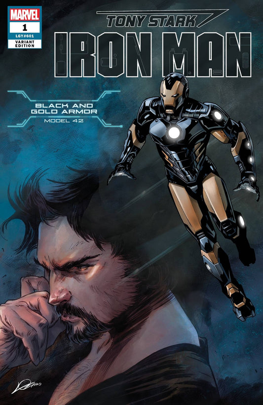 TONY STARK IRON MAN #1 BLACK AND GOLD ARMOR VARIANT MARVEL NM