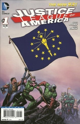 JUSTICE LEAGUE OF AMERICA #1 INDIANA FLAG VARIANT COVER GEOFF JOHN NM 1ST PRINT