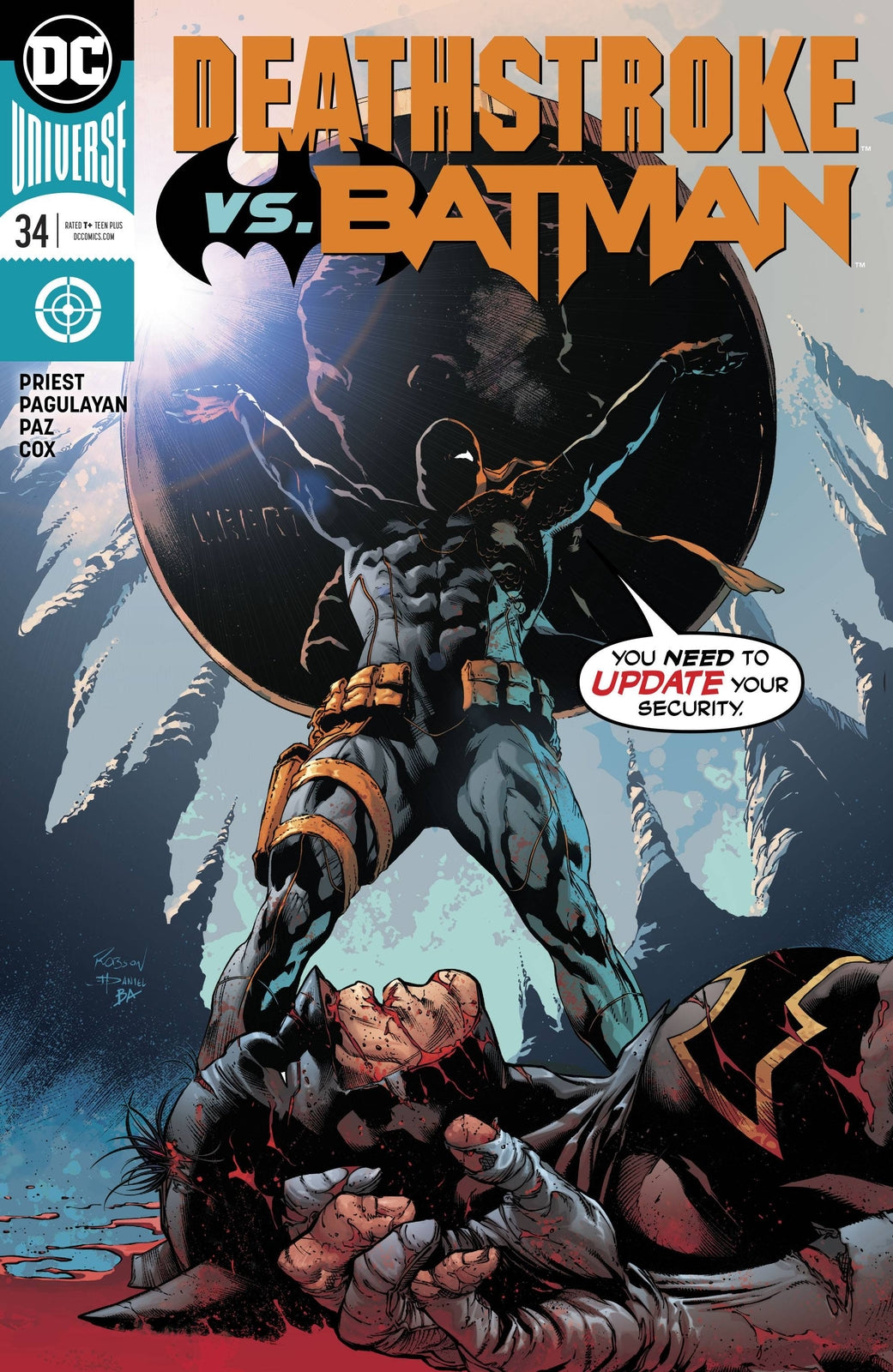 DEATHSTROKE #34 MAIN COVER VS BATMAN DC NM