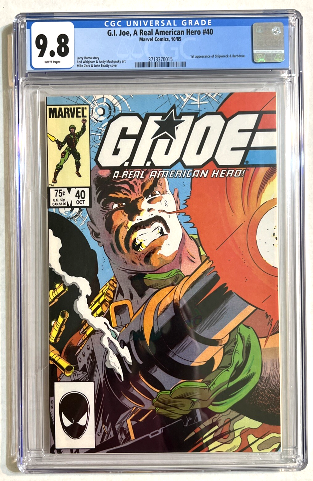 G.I. JOE REAL AMERICAN HERO #40 CGC 9.8 MARVEL COPPER AGE 1985 WHITE PAGES