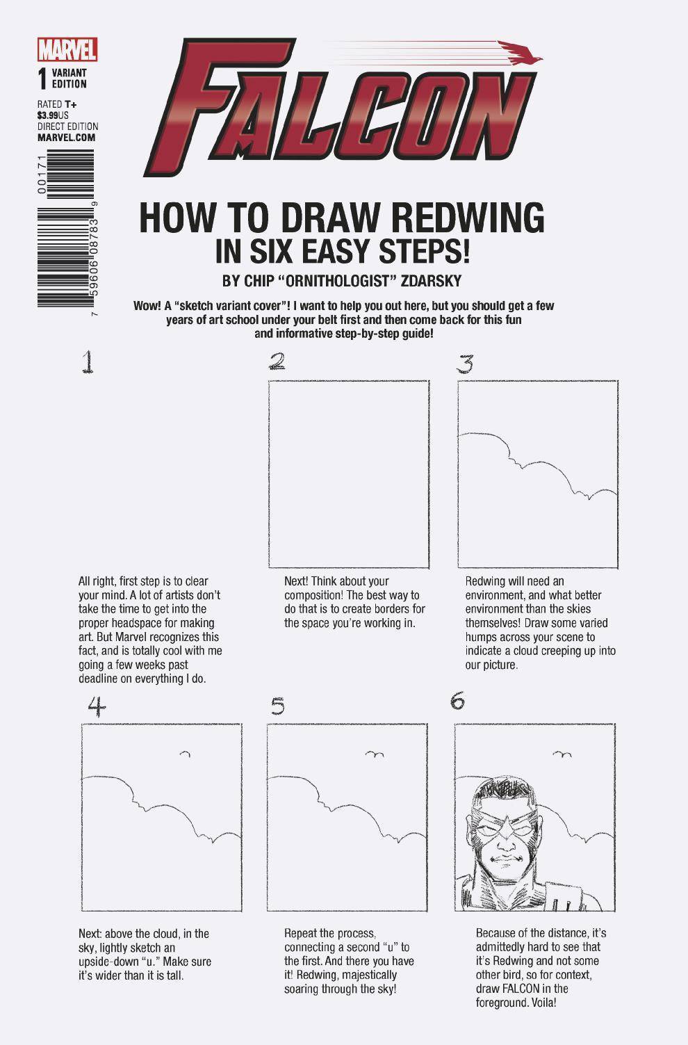 FALCON #1 ZDARSKY HOW TO DRAW VARIANT COVER MARVEL LEGACY NM