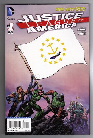 JUSTICE LEAGUE OF AMERICA #1 RHODE ISLAND FLAG VARIANT COVER GEOFF NM 1ST PRINT