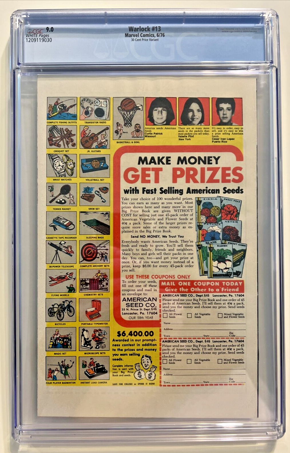 WARLOCK #13 CGC 9.0 MARVEL 1976 30 CENT VARIANT JIM STARLIN WHITE PAGES