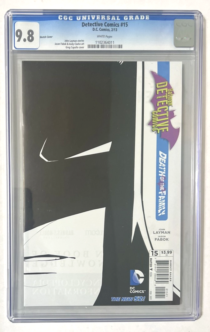 BATMAN DETECTIVE #15 1:25 SKETCH COVER VARIANT CGC 9.8 DC 2013
