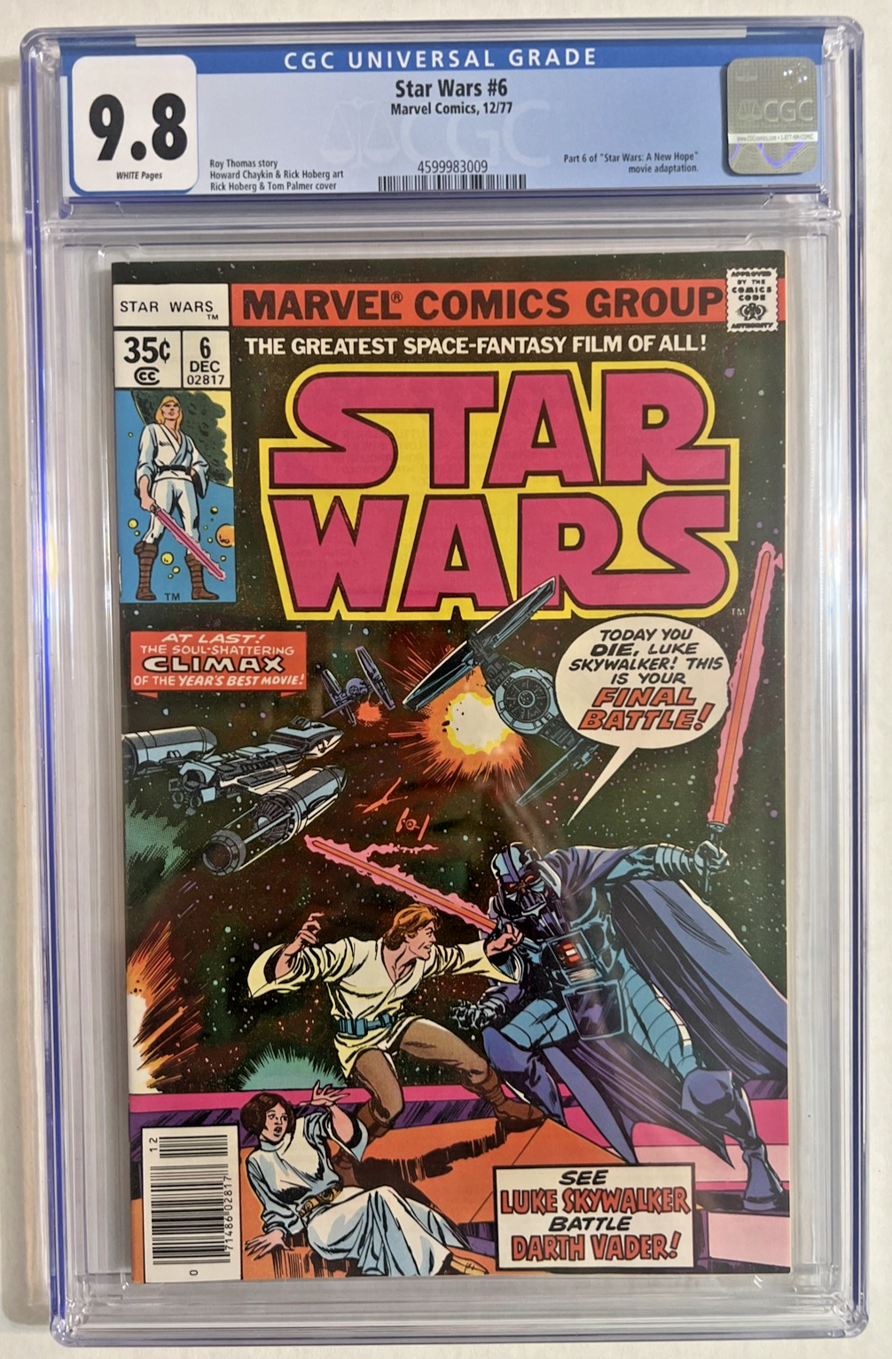 STAR WARS #6 CGC 9.8 MARVEL COMICS 1977 WHITE PGS 35¢ w/UPC 1st PRINT
