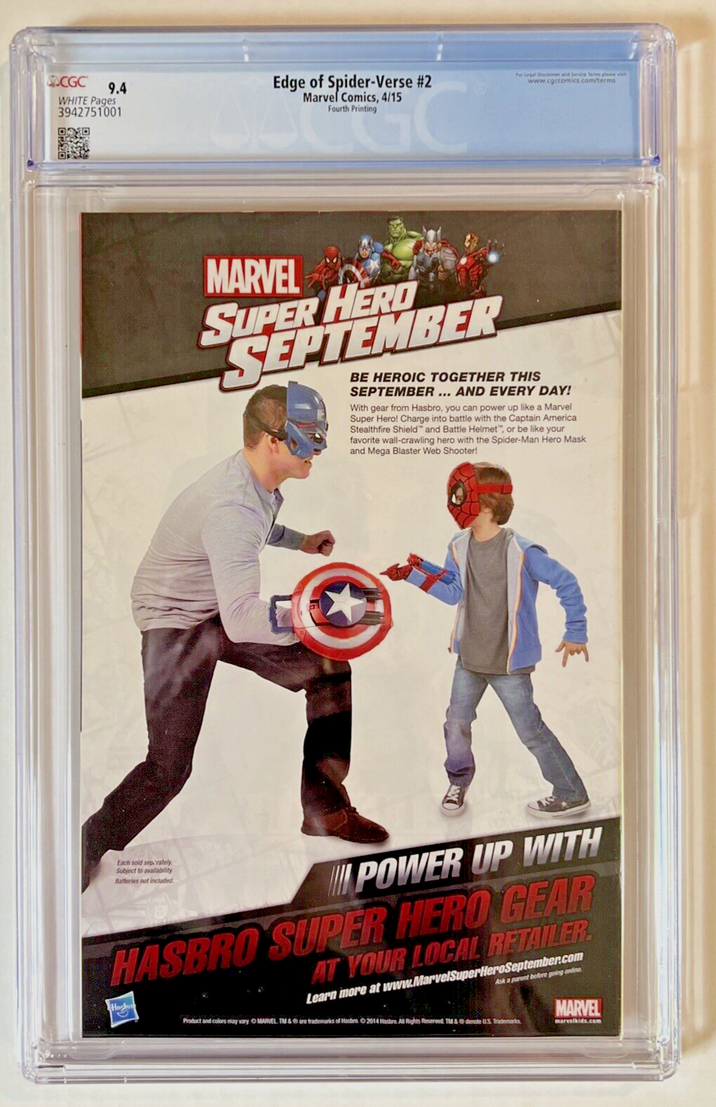 EDGE OF SPIDER-VERSE #2 CGC 9.4 1st SPIDER-GWEN 4th PRINT 2015