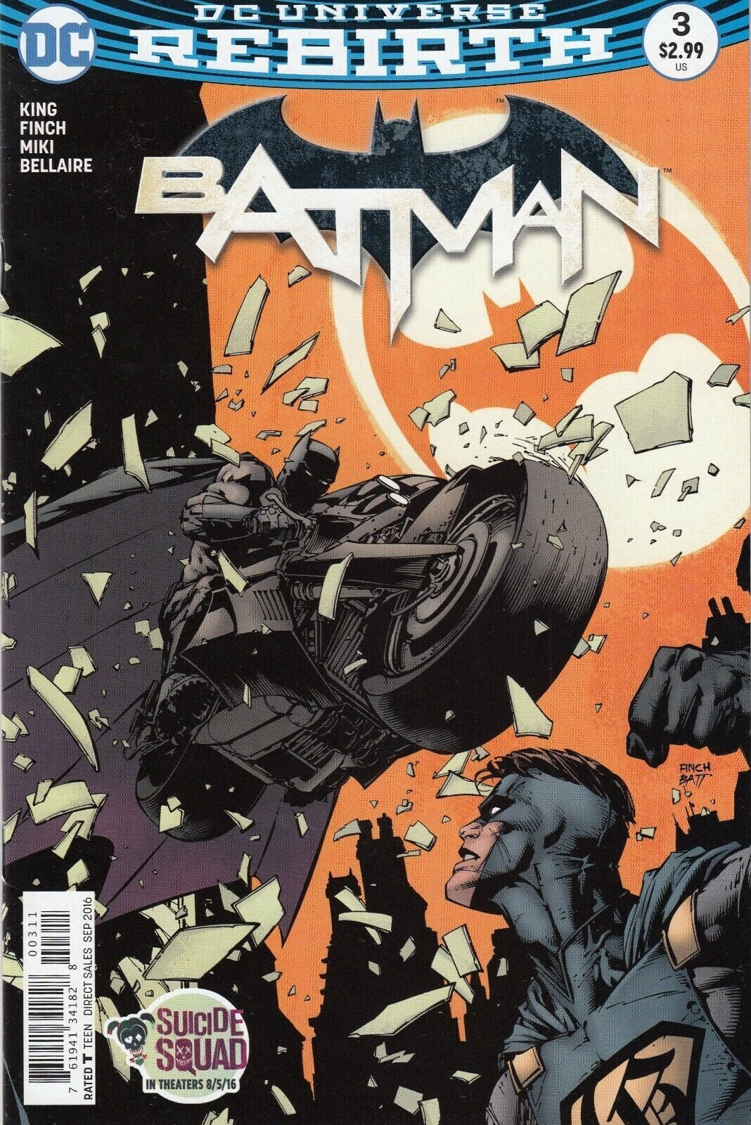 BATMAN #3 REBIRTH DC COMICS 2016 MAIN COVER NM