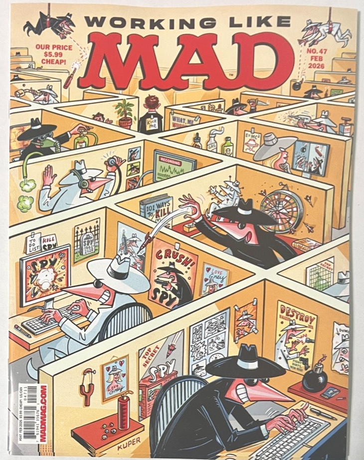 MAD MAGAZINE #47 FEBRUARY 2026 SPY VS SPY COVER WORKING LIKE MAD
