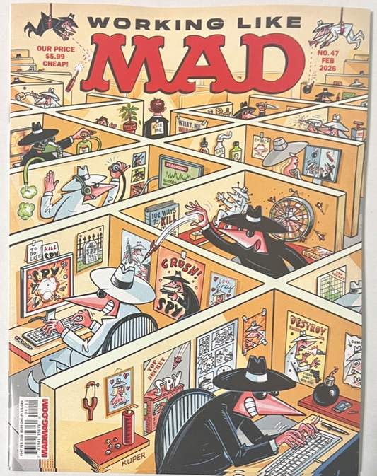 MAD MAGAZINE #47 FEBRUARY 2026 SPY VS SPY COVER WORKING LIKE MAD