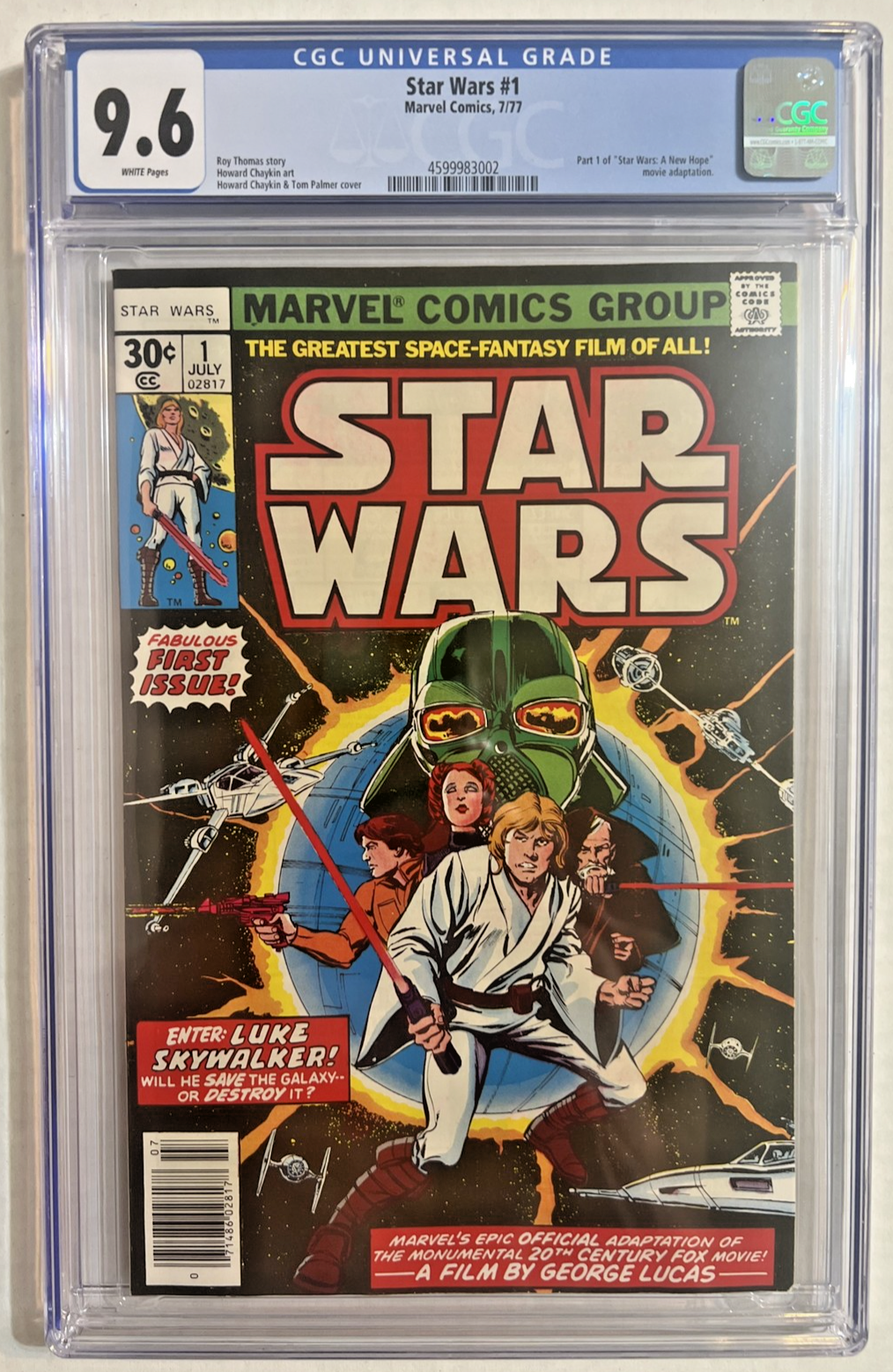 STAR WARS #1 CGC 9.6 MARVEL COMICS 1977 CHAYKIN KANE PALMER 1st PRINT WHITE PGS