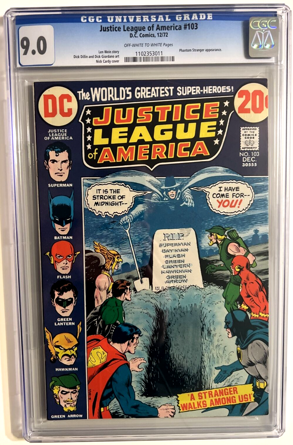 JUSTICE LEAGUE AMERICA #103 CGC 9.0 DC COMICS 1972 BRONZE AGE PHANTOM STRANGER