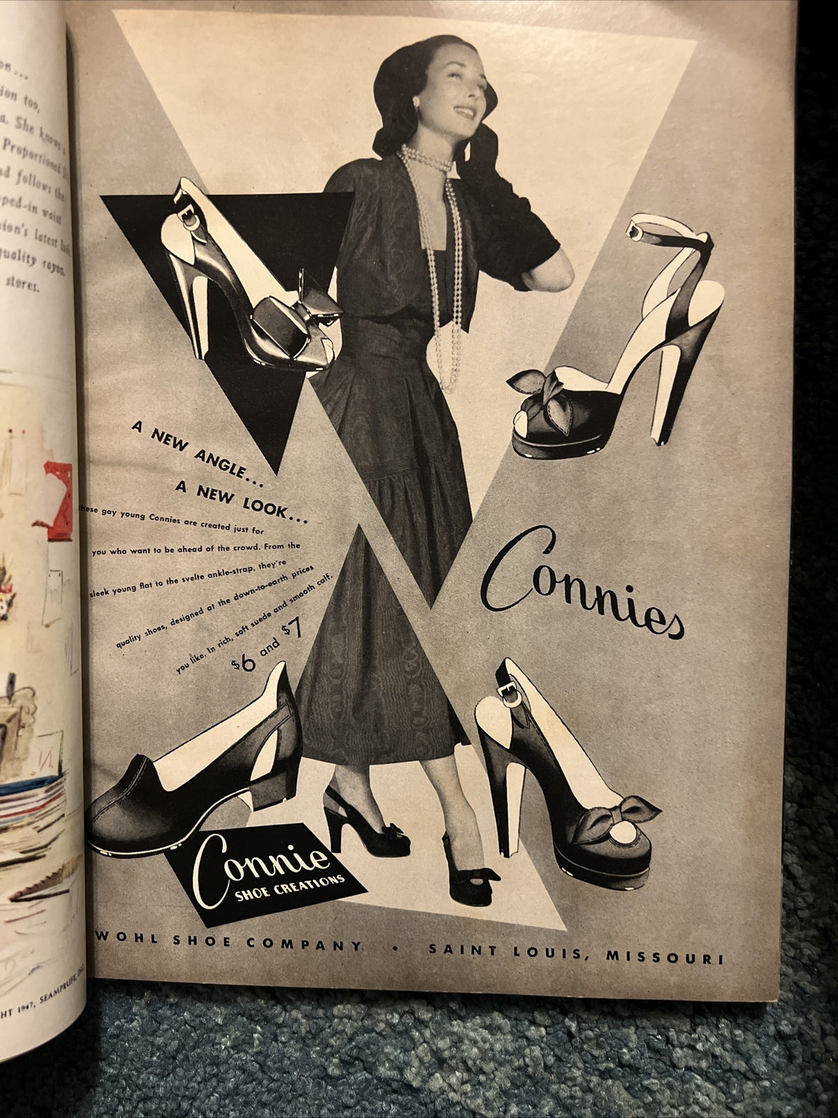VINTAGE GLAMOUR MAGAZINE OCTOBER 1947 PRETTY GAY AD GOOD LOOKS AND LIVING