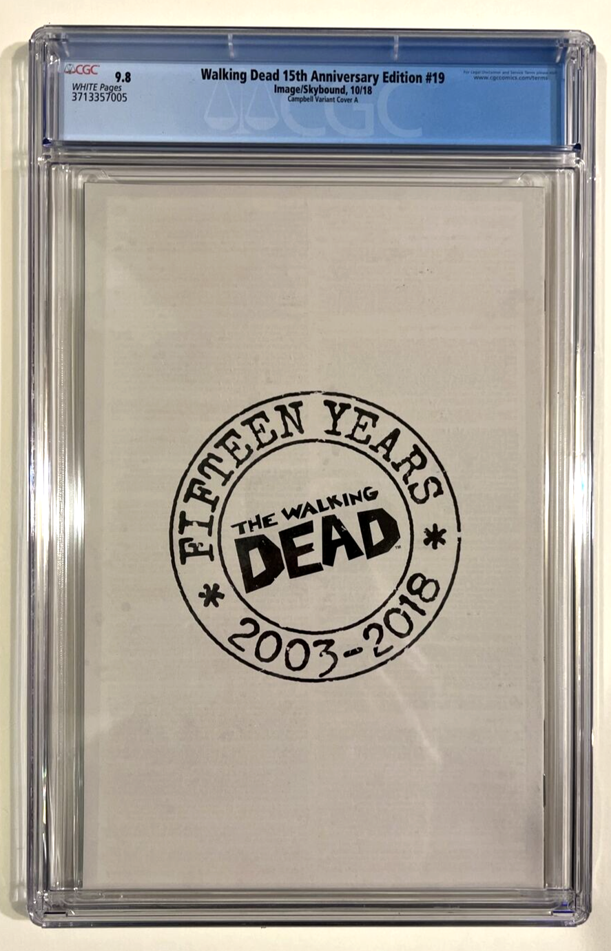 WALKING DEAD #19 1st MICHONNE J Scott Campbell CVR A 15th ann CGC 9.8 IMAGE 2018