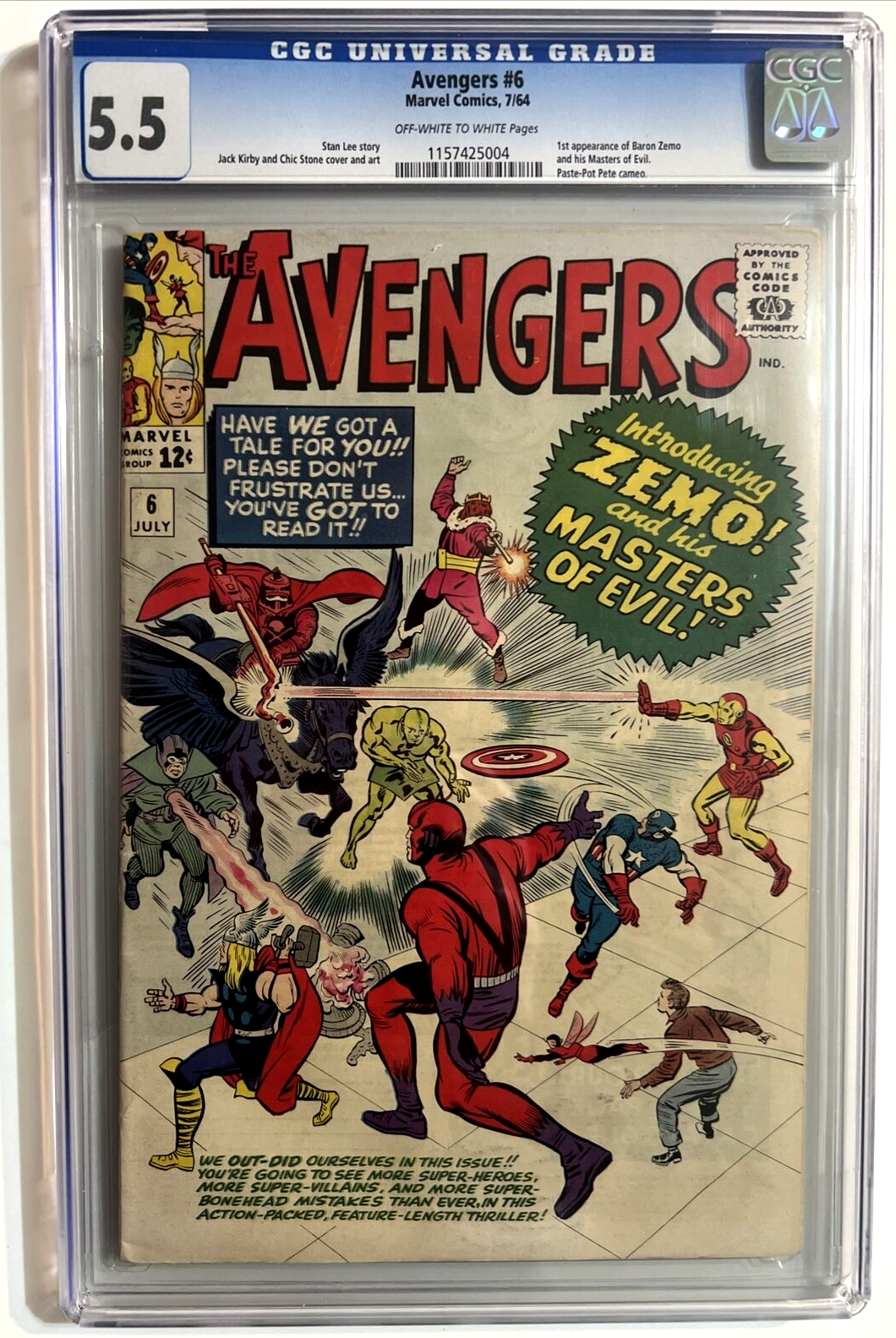 AVENGERS #6 CGC 5.5 1st BARON ZEMO STAN LEE JACK KIRBY MARVEL COMICS 1964