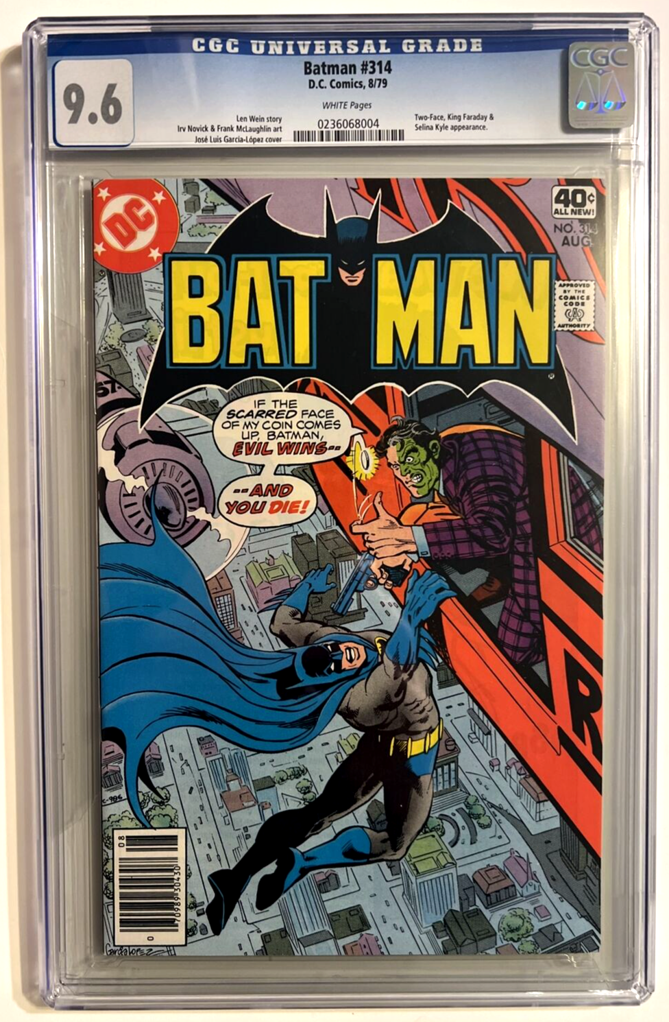 BATMAN #314 CGC 9.6 TWO-FACE COVER 1979 BRONZE AGE DC WHITE PAGES