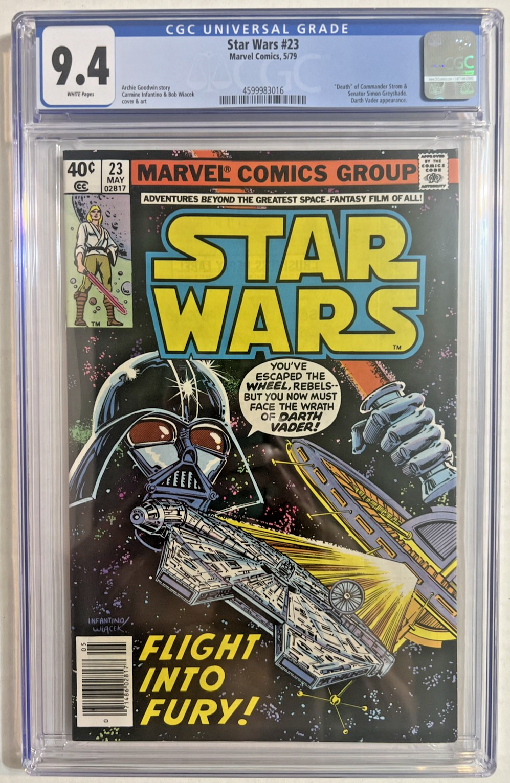STAR WARS #23 CGC 9.4 MARVEL COMICS DARTH VADER COVER 1979 WHITE PAGES NEWSSTAND