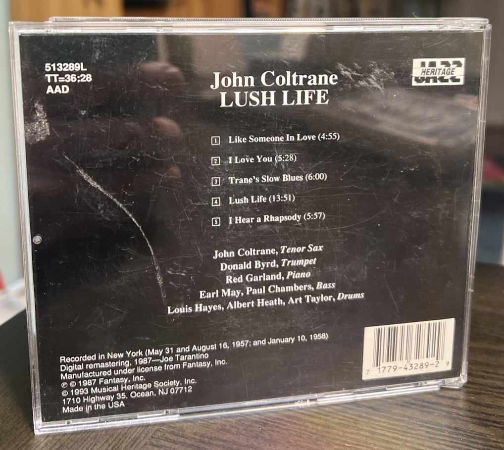 John Coltrane Lush Life CD Jazz Heritage 1993 Musical Heritage Release