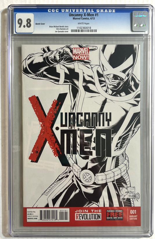 UNCANNY X-MEN #1 CGC 9.8 QUESADA SKETCH VARIANT 1:150 MARVEL COMICS 2013